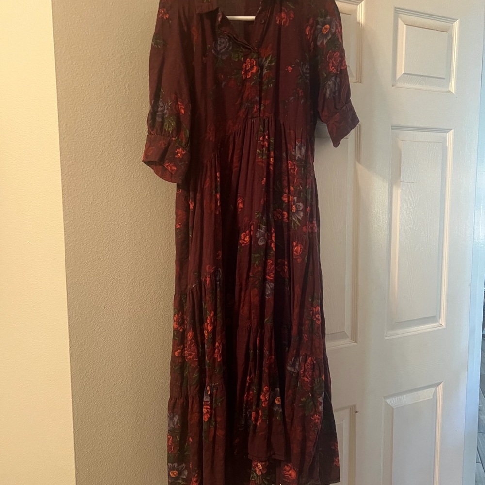 NATURAL LIFE Burgundy Floral Maxi Dress